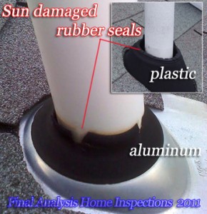 Virginia Home Inspector reports soil vent seal leaks